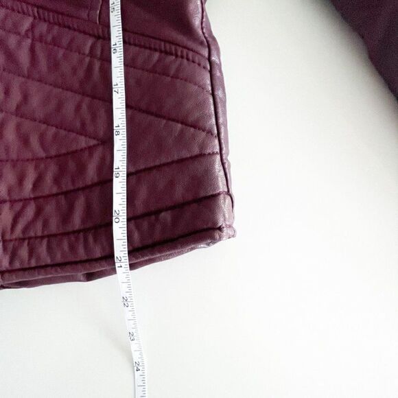 Blank NYC Women's Moto Jacket Faux Leather Zip Up Burgundy Size S - Picture 5 of 8
